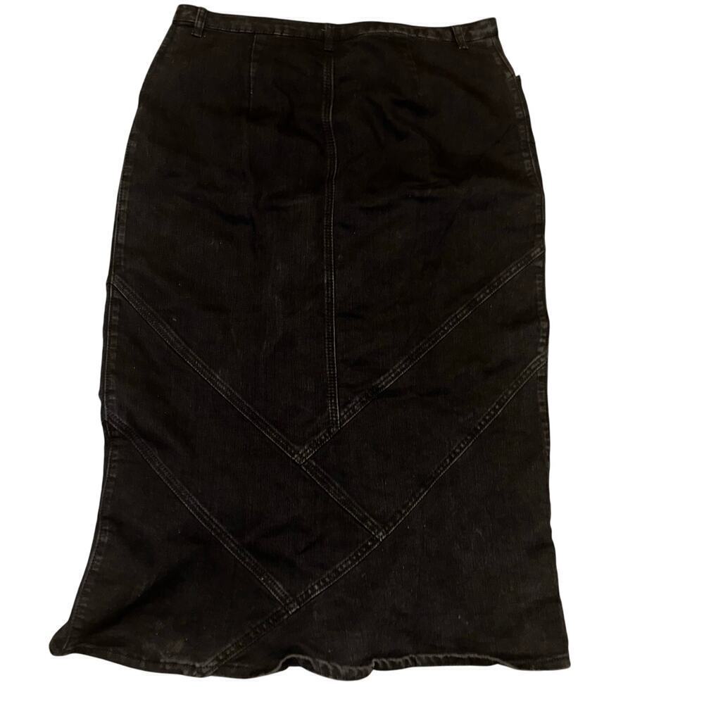 Y2k grunge denim washed black maxi skirt sz 12